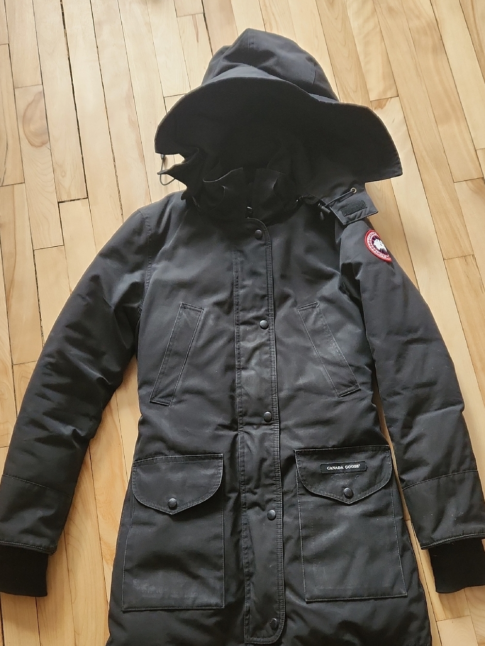 Canada Goose Black Women's Hooded Trench Coat